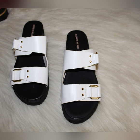 Elizabeth and James Shoes - Elizabeth & James White Platform Adjustable Double Buckle Slide Clematis Sandals